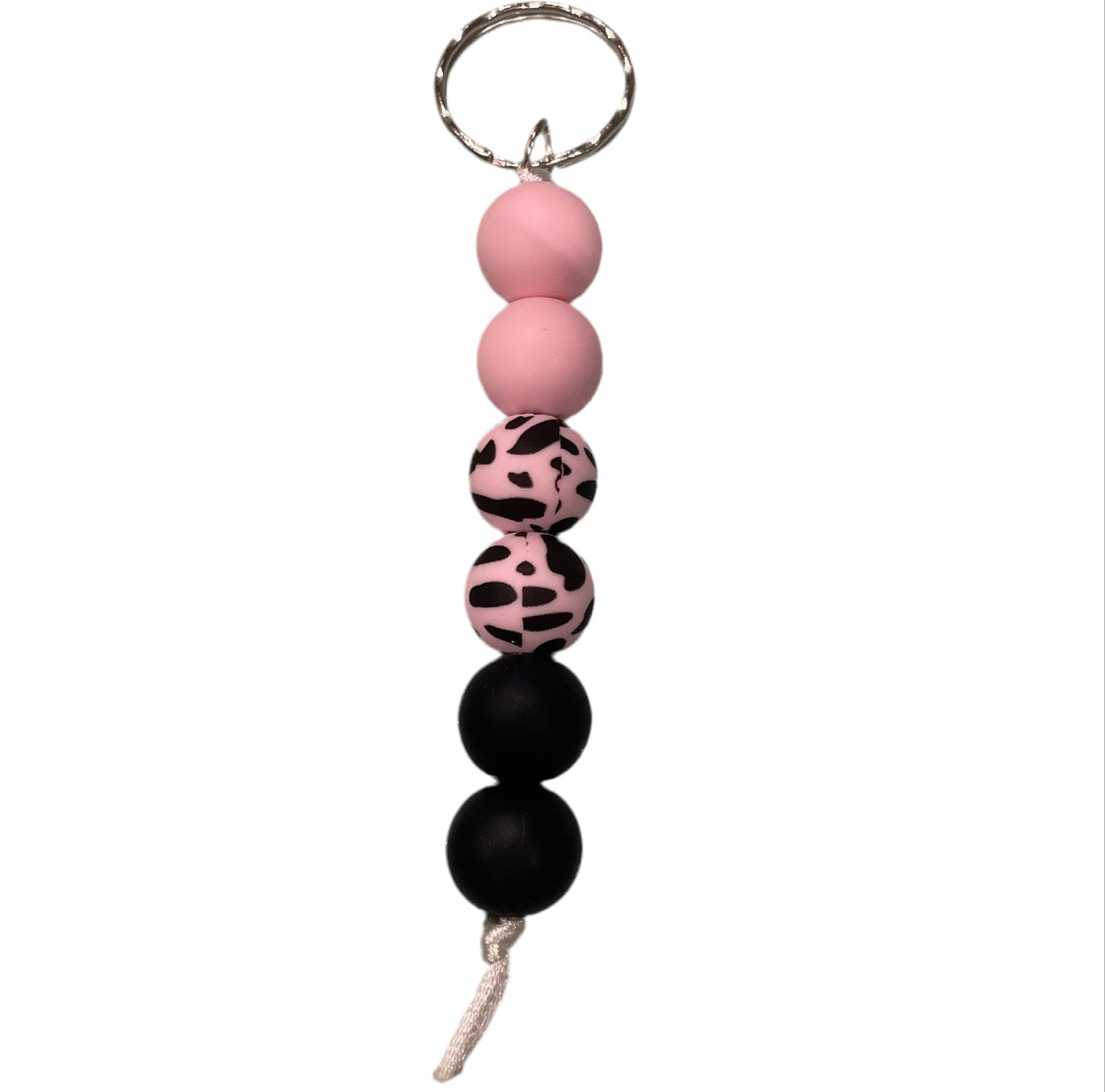 Cow Print Beaded Keyring