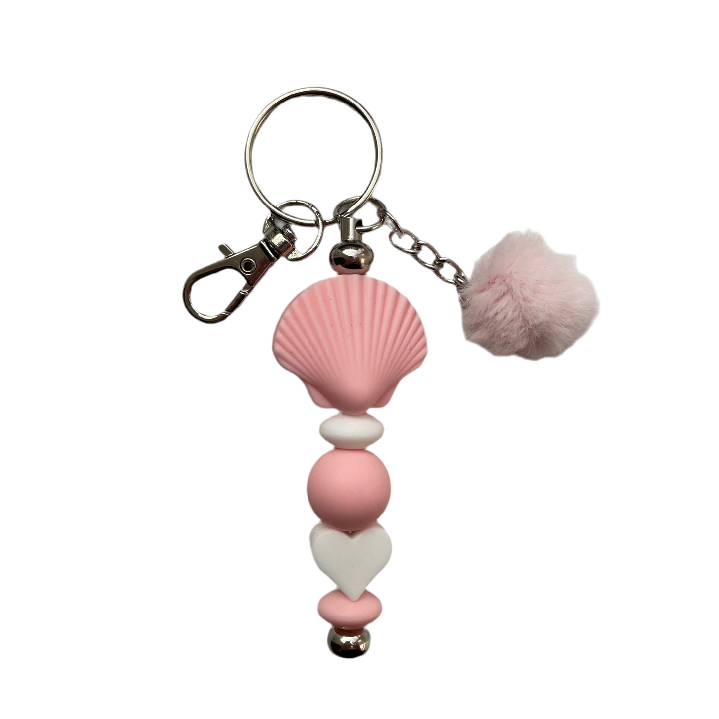 ‘Pink shell’ pom pom Bar keyring