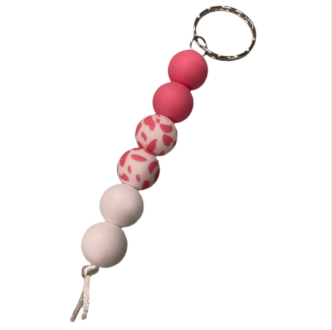 Cow Print Beaded Keyring