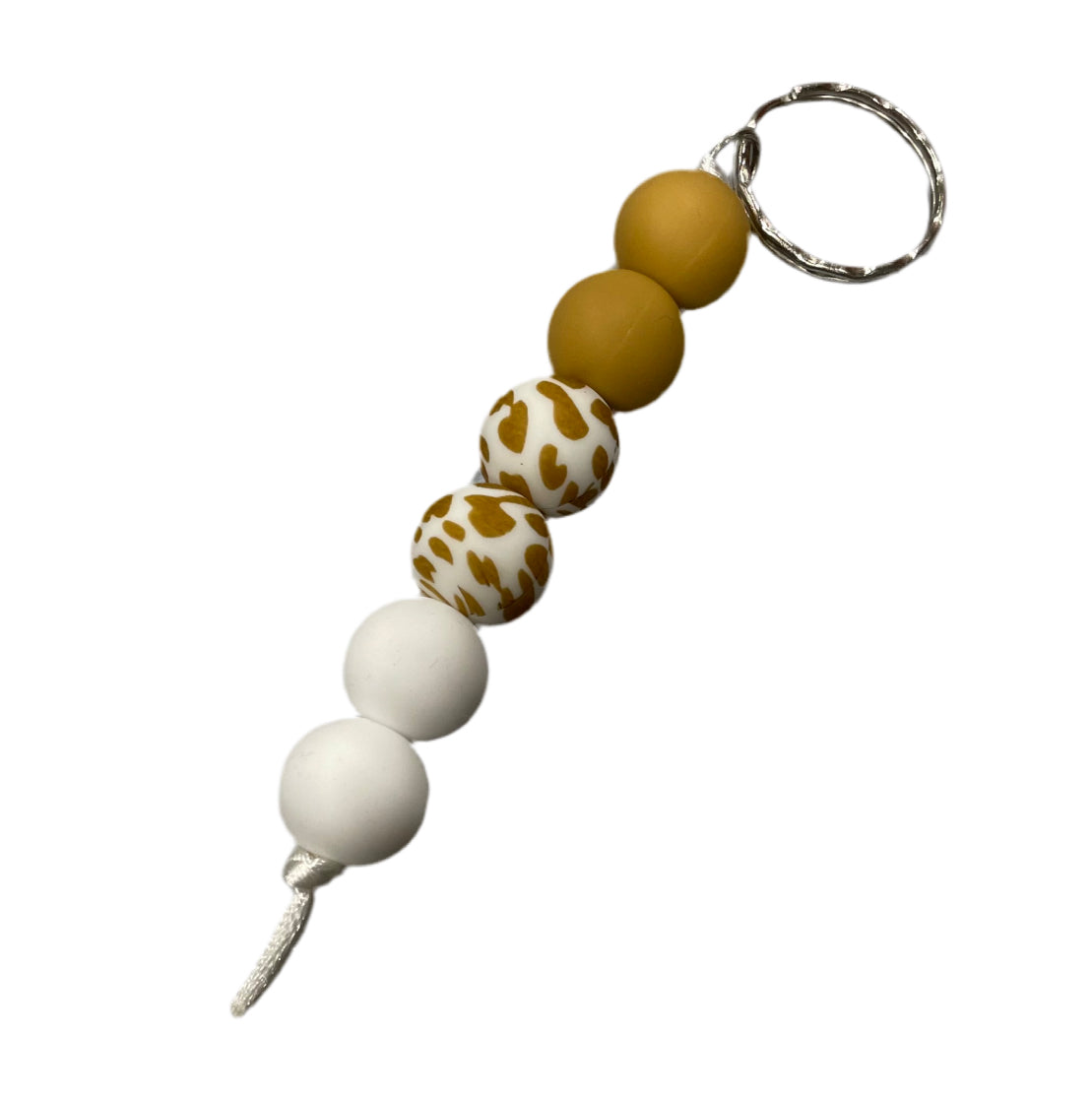 Cow Print Beaded Keyring