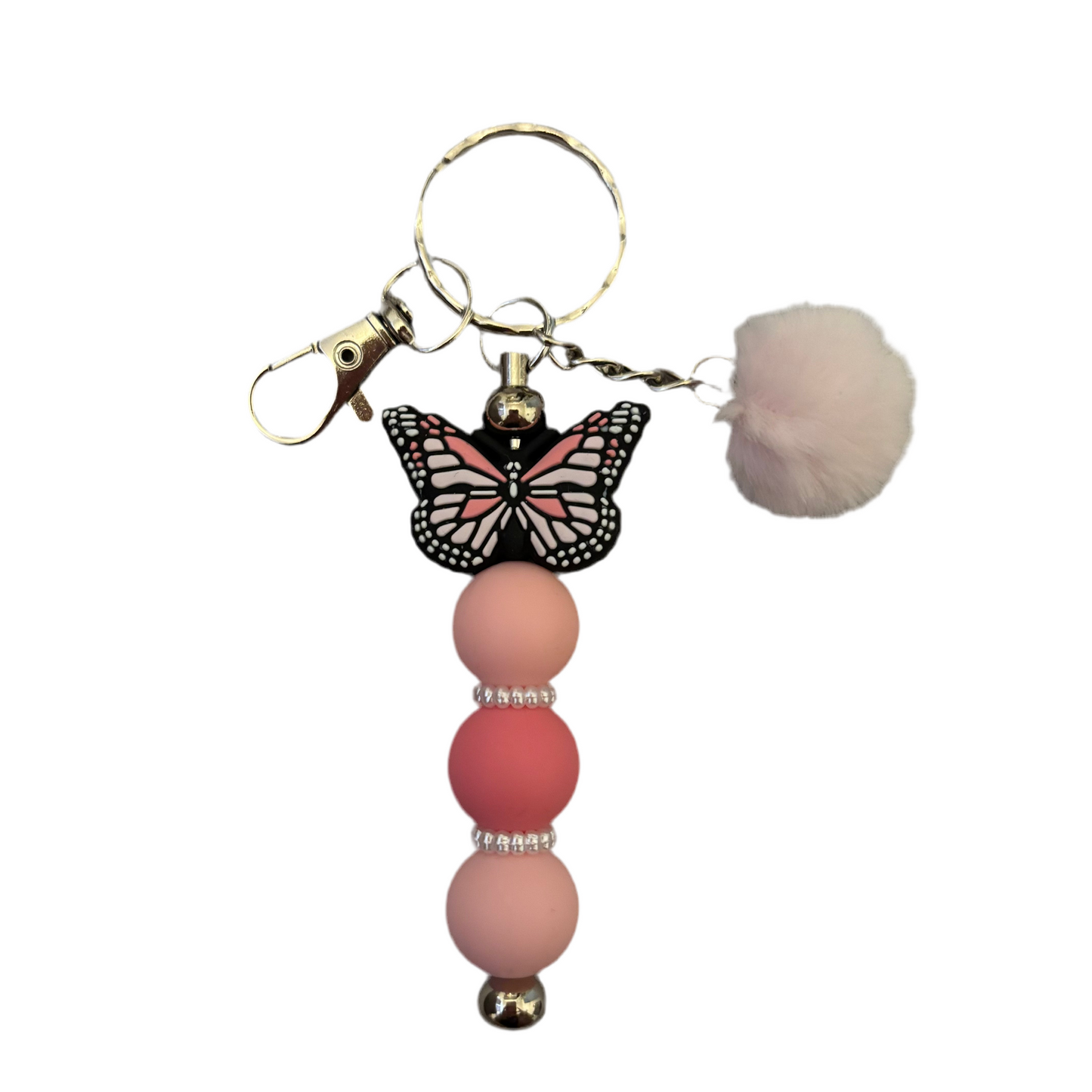 ‘Pink Butterfly’ Beaded Bar Keyring