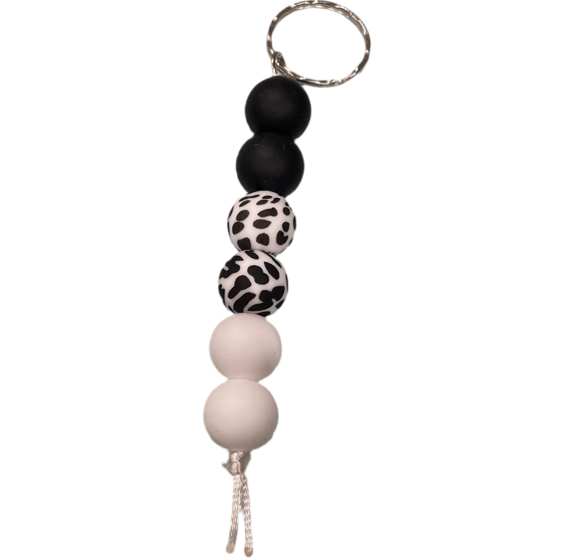 Cow Print Beaded Keyring