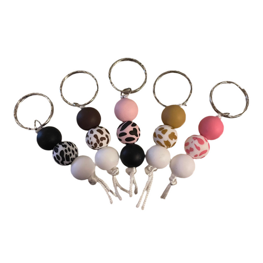 MINI Cow Print Beaded Keyring