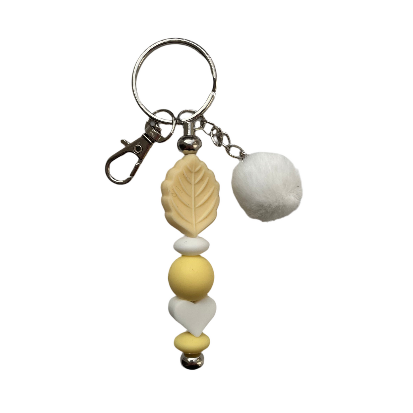 ‘Pale Yellow leaf’ Pom Pom Bar keyring