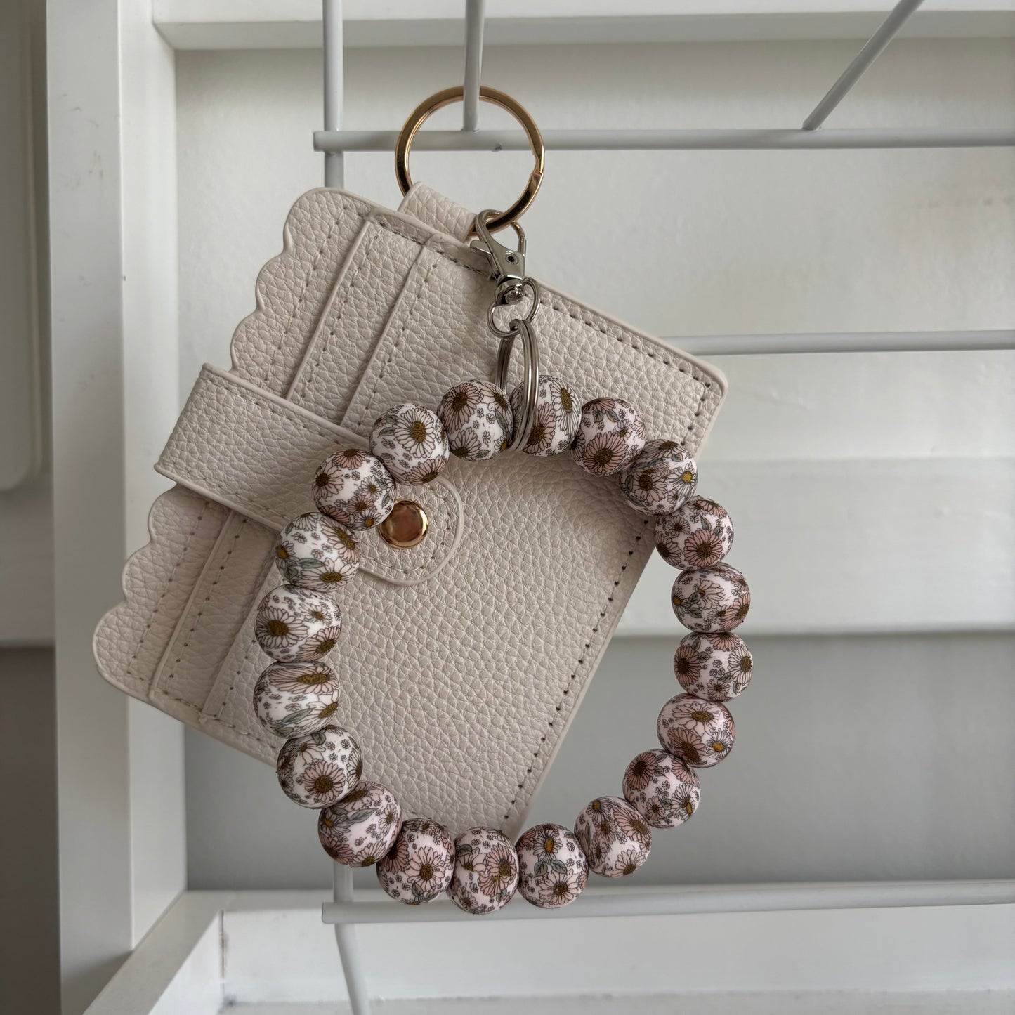 Beige Floral Wristlet & Wallet