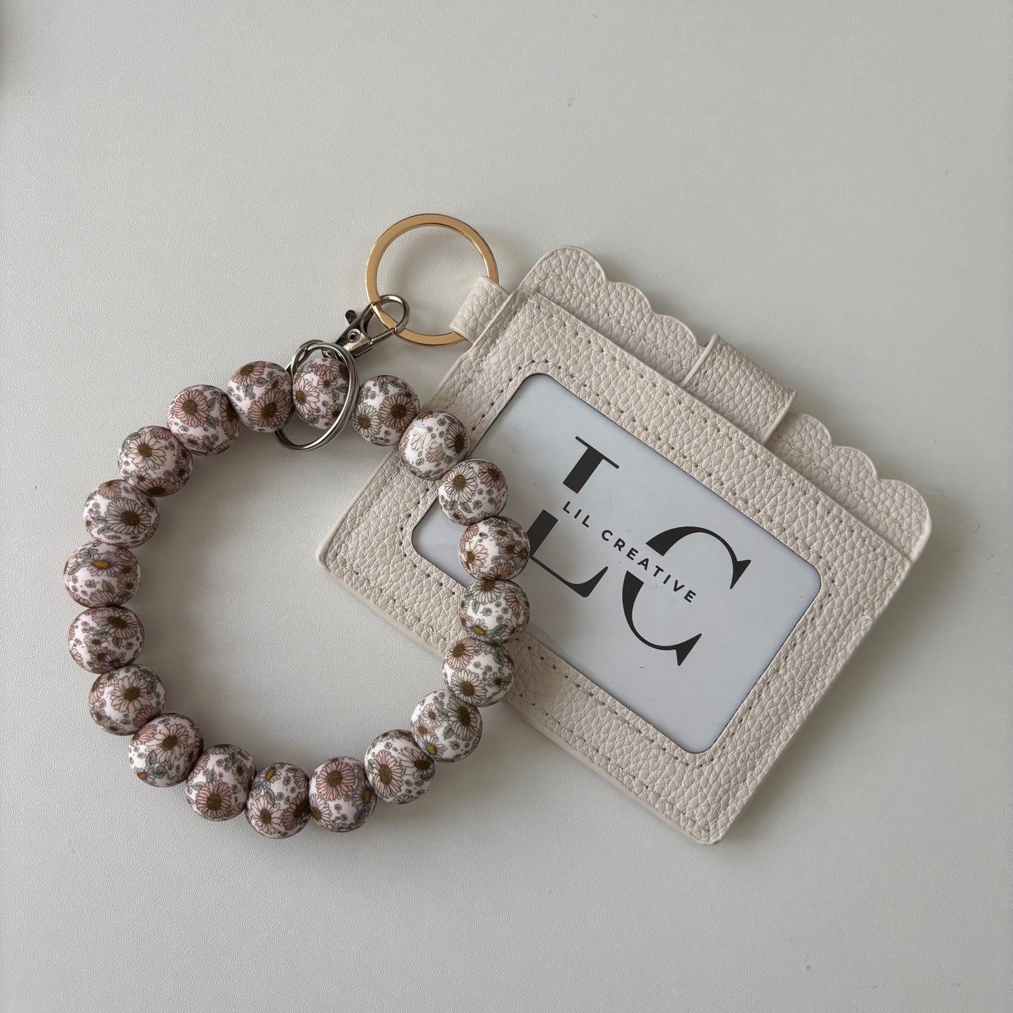 Beige Floral Wristlet & Wallet